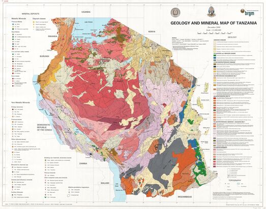 Geology And Mineral Map Of Tanzania