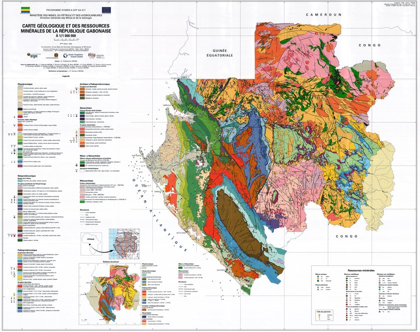 Carte géologique et des ressources minérales de la République gabonaise