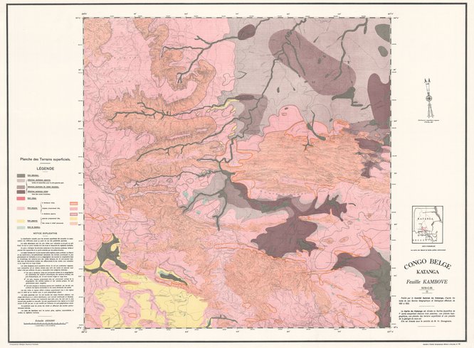 Kambove - Planche des Terrains superficiels Katanga Congo Belge