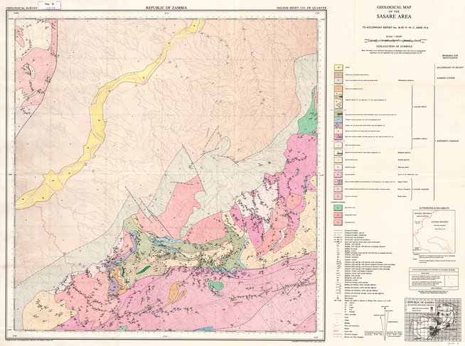 Geological map of the Sasare Area - Republic of Zambia